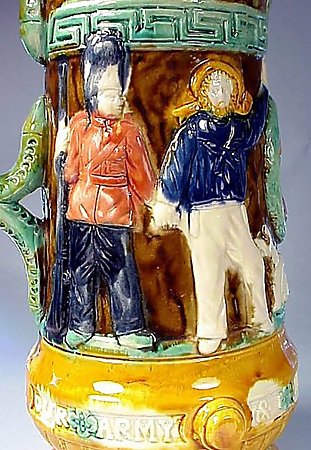 Sandford Pottery Majolica Crimean War Jug