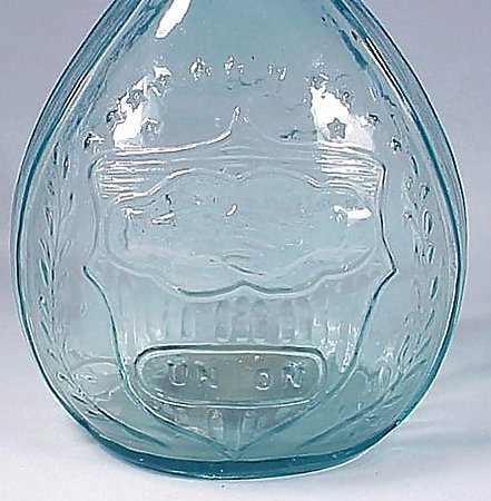 American Aqua Glass &quot;Union&quot; Calabash Bottle