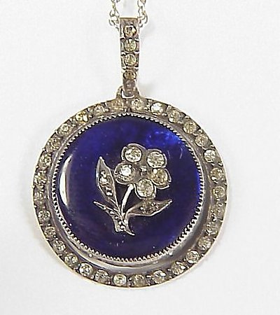 Victorian French Silver Enamel Paste Pendant