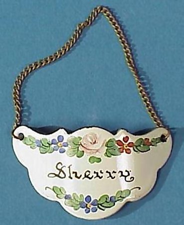 "Sherry" Enameled Bottle/Decanter Tag