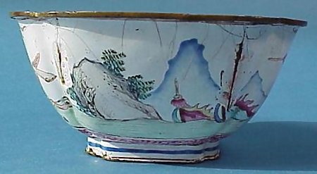 Chinese Painted Enamel Over Copper Bowl