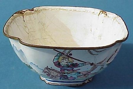 Chinese Painted Enamel Over Copper Bowl