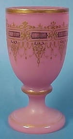 Gilt & Enameled French Pink Opaline Chalice