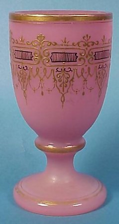 Gilt &amp; Enameled French Pink Opaline Chalice