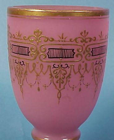 Gilt &amp; Enameled French Pink Opaline Chalice