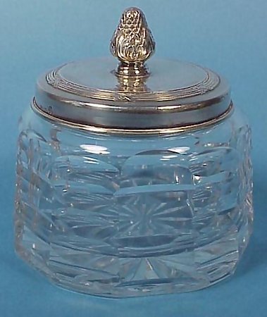 Sterling &amp; Cut Glass Dresser Jar