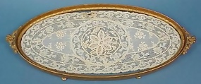 Gilt Bronze & Lace Dresser Tray