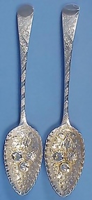 Pair George III Sterling Silver Berry Spoons