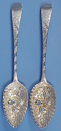 Pair George III Sterling Silver Berry Spoons