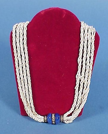 Art Deco Lapis, Paste & Seed Bead Necklace