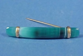 Victorian Green Banded Agate Bar Pin