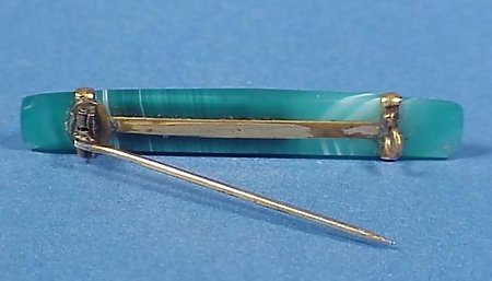Victorian Green Banded Agate Bar Pin