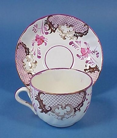 Pink Luster Transferware Cup &amp; Saucer
