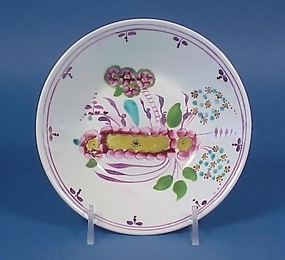 Polychrome & Pink Luster Porcelain Tea Saucer