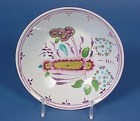 Polychrome & Pink Luster Porcelain Tea Saucer