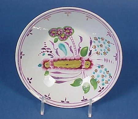 Polychrome &amp; Pink Luster Porcelain Tea Saucer