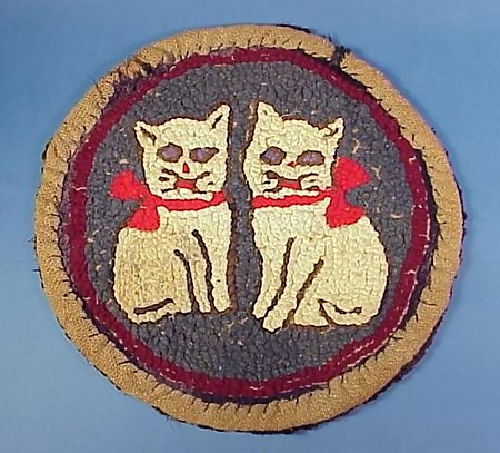 American Hooked Rug/Chair Mat w/ Cats