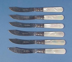 6 Sterling & Mother of Pearl Fruit Knives