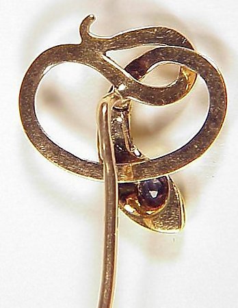 Victorian 18K Gold &amp; Sapphire Snake Stick Pin
