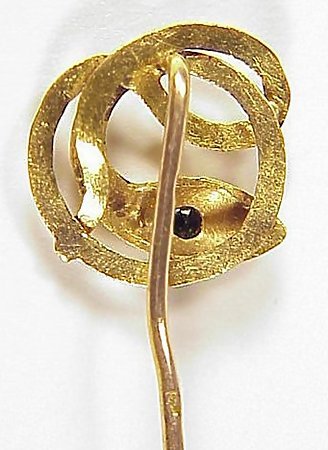 Victorian 18K Gold Tourmaline Snake Stick Pin