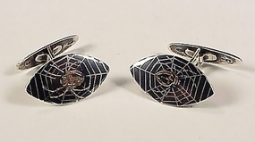 Nouveau Sterling Gold Niello Spider Cufflinks