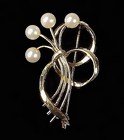 Signed Mikimoto Pearl & 14K Gold Brooch