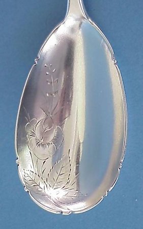 Victorian Bright Cut Sterling Berry Spoon