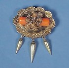 American Victorian 14K Gold & Coral Brooch