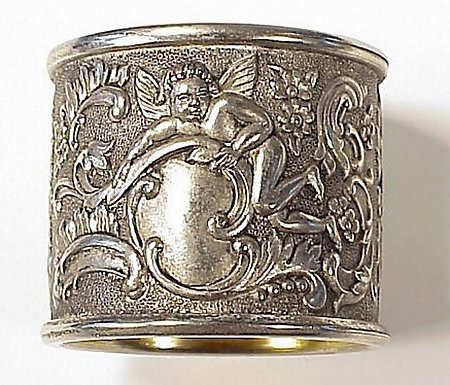 6 Victorian Silverplated Cherub Napkin Rings