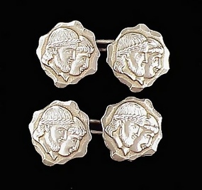 Victorian Medallion Shiebler-Style Silver Cufflinks