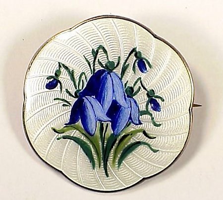 Guilloche &amp; Painted Enamel Sterling Silver Brooch