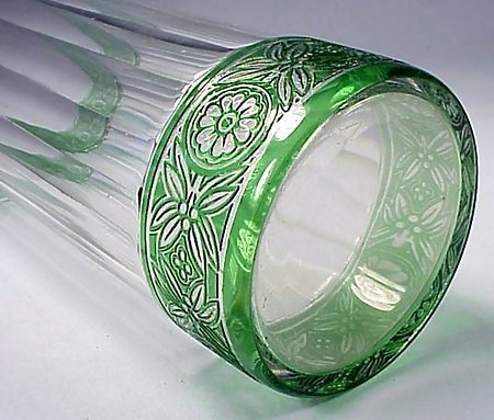 Baccarat FRISE VERTE Art Deco Cameo Glass Pillaster Vase