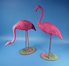Pair Rare Victorian Cast Iron Flamingos