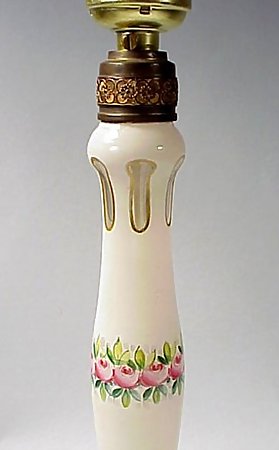 Bohemian Enameled Overlay Glass Boudoir Lamp