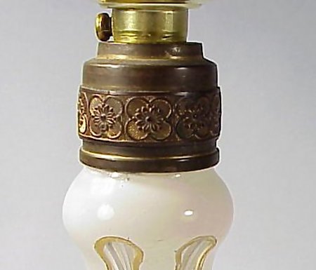 Bohemian Enameled Overlay Glass Boudoir Lamp
