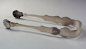 American Coin Silver Fruit Basket Sugar Tongs