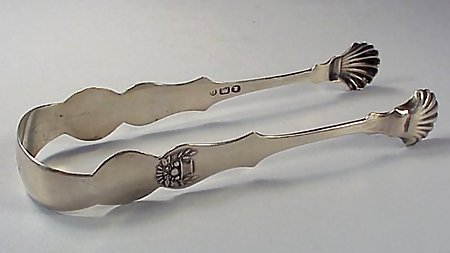 American Coin Silver Fruit Basket Sugar Tongs