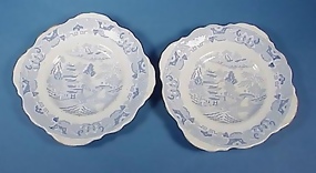 Pair Staffordshire Transferware Cake Plates