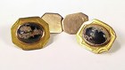 Victorian Aesthetic 14K Gold Turquoise Matrix Cufflinks