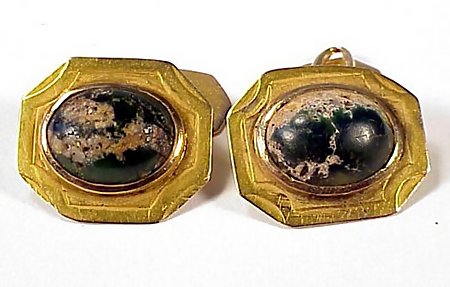 Victorian Aesthetic 14K Gold Turquoise Matrix Cufflinks