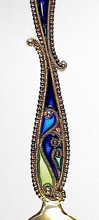 Victorian Sterling Plique-A-Jour Enamel Sugar Spoon