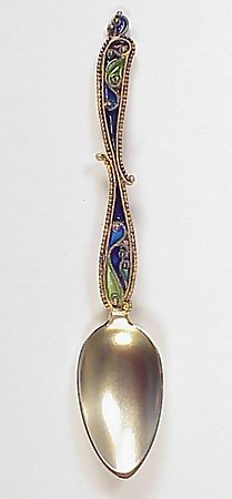 Victorian Silver Plique-A-Jour Enamel Grapefruit Spoon