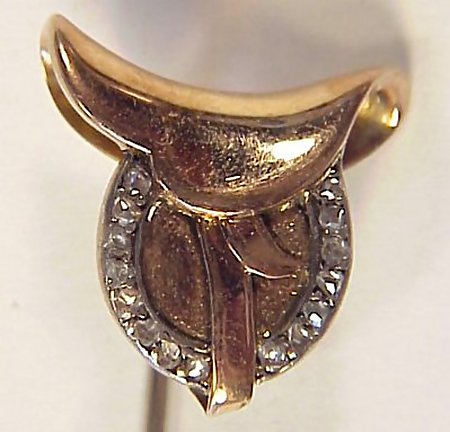 Victorian 18K Gold &amp; Diamond Sporting Saddle Stick Pin