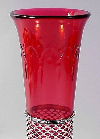 Edwardian Galt &amp; Bro. Sterling Silver &amp; Ruby Glass Vase