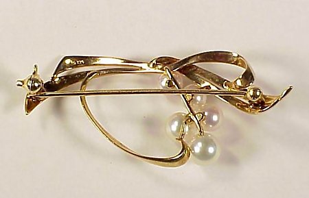 Mikimoto 14K Yellow Gold &amp; Pearl Brooch