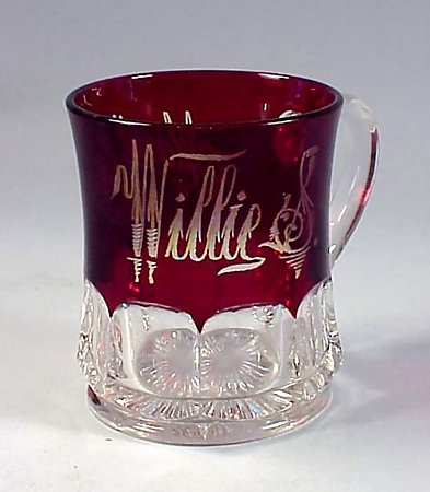 Victorian Ruby Flashed Glass &quot;Atlantic City 1904&quot; Mug