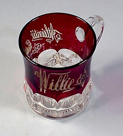 Victorian Ruby Flashed Glass &quot;Atlantic City 1904&quot; Mug