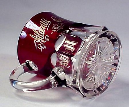 Victorian Ruby Flashed Glass &quot;Atlantic City 1904&quot; Mug