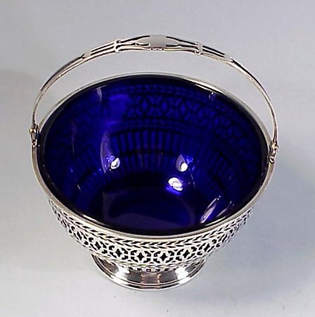 Sterling Silver &amp; Cobalt Glass Basket