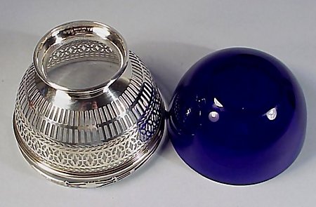 Sterling Silver &amp; Cobalt Glass Basket